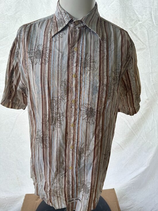 English Laundry Other - English Laundry Men's Floral Brown Beige Blue SS Button Front Shirt Large